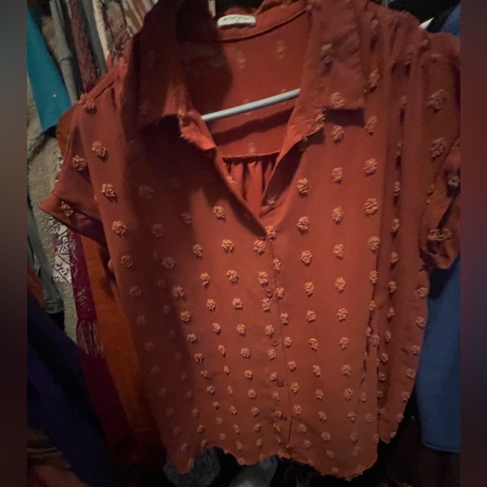 Orange button down shirt